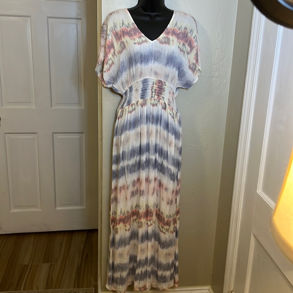 Bebop Pink & Blue, Short Sleeve, Maxi Dress sz Large